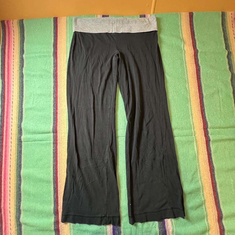 SO Yoga Pants Women Large Black Gray Foldover Waist Flare Leg Activewear Lounge